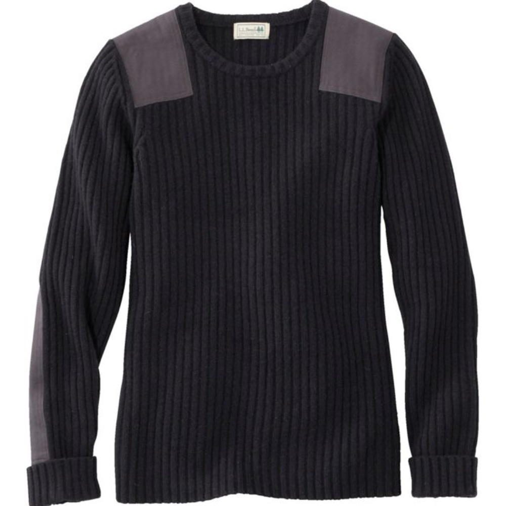 LL Bean Women's Commando Crewneck Sweater Black Size Medium-Regular